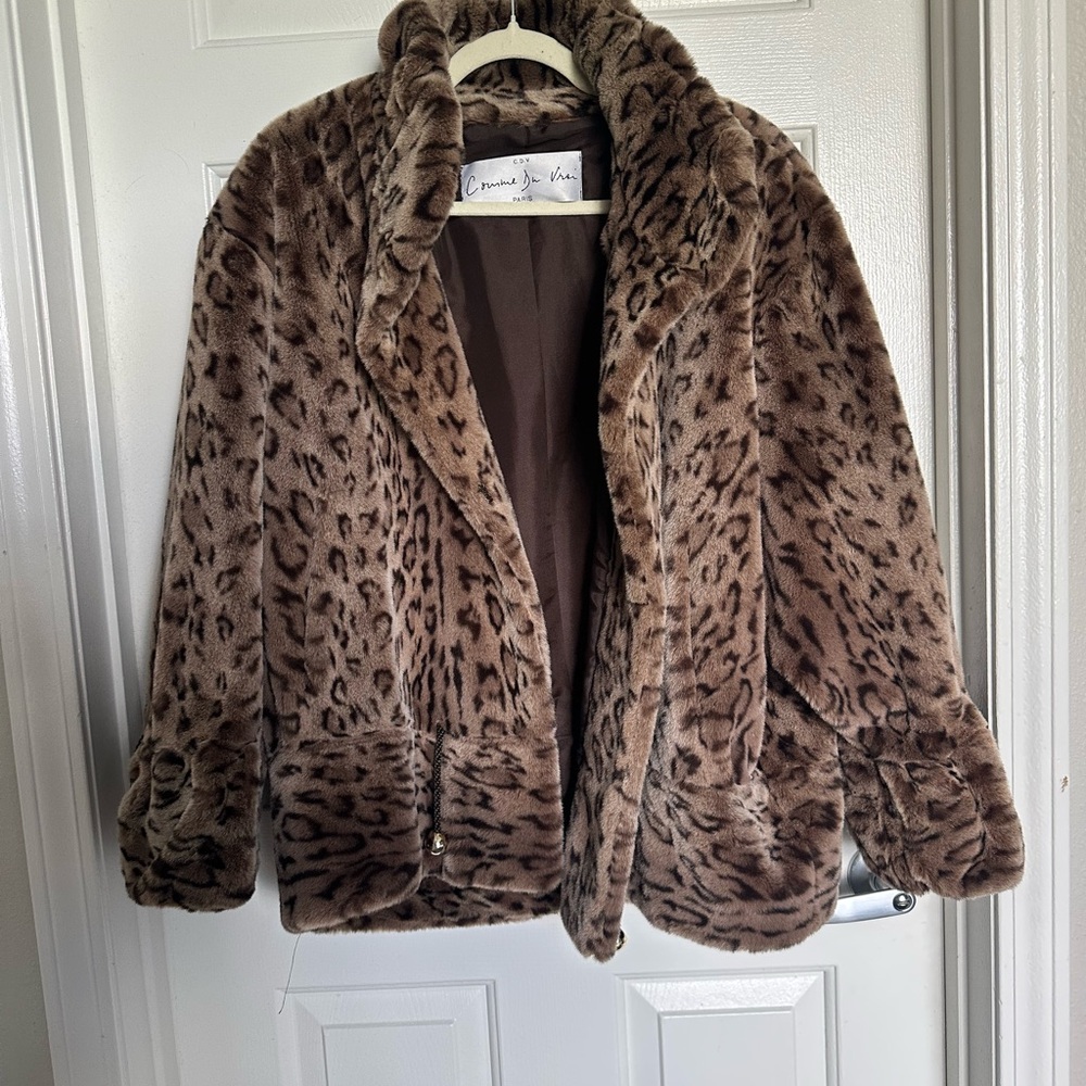 Leopard Print Faux Fur Coat
